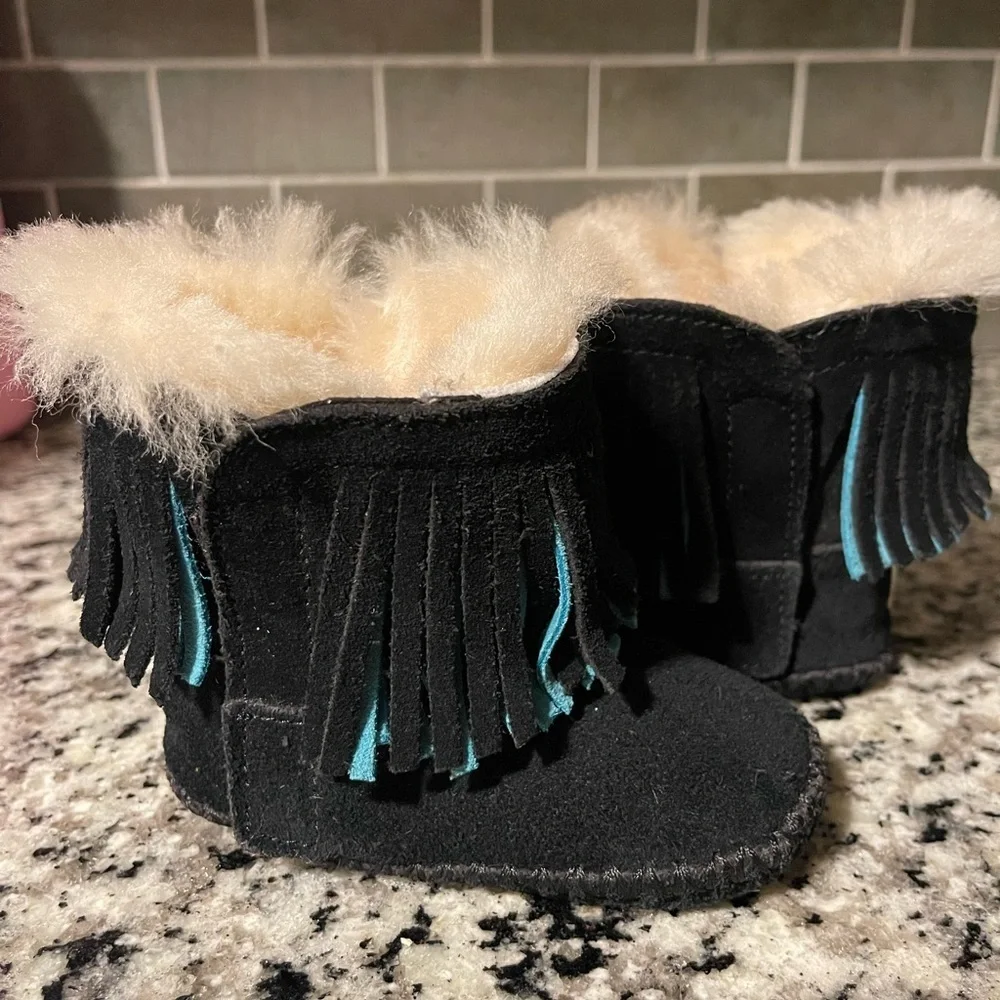 UGG Black and Cream Sheepskin Footwear